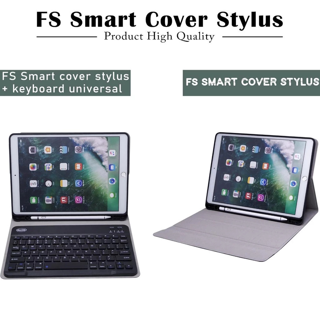 ACC FOLD / Samsung Tab A 8 2019 P200 P205 Case 2 in 1 Sarung Keyboard + Tempat Stylus Leather Case
