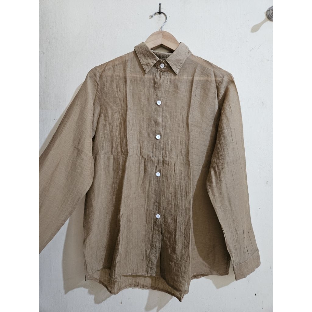 PRELOVED - Kemeja Wanita Transparan Lengan Panjang