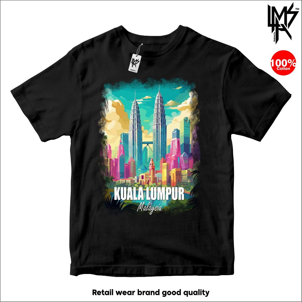 Kaos KUALA LUMPUR Baju merchandise unisex oleh oleh MALAYSIA Cd-V53 premium quality bahan 100% Cotto