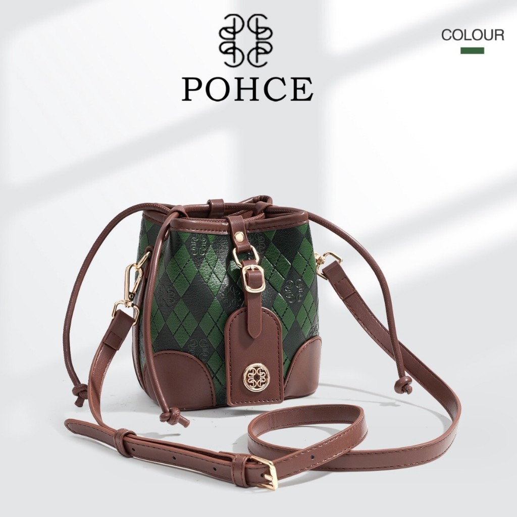 Château Bag - Tas Yichen POHCE Bucket Bag - Shoulder Bag Fashion ( Green ) - Tas Model Serut Menarik