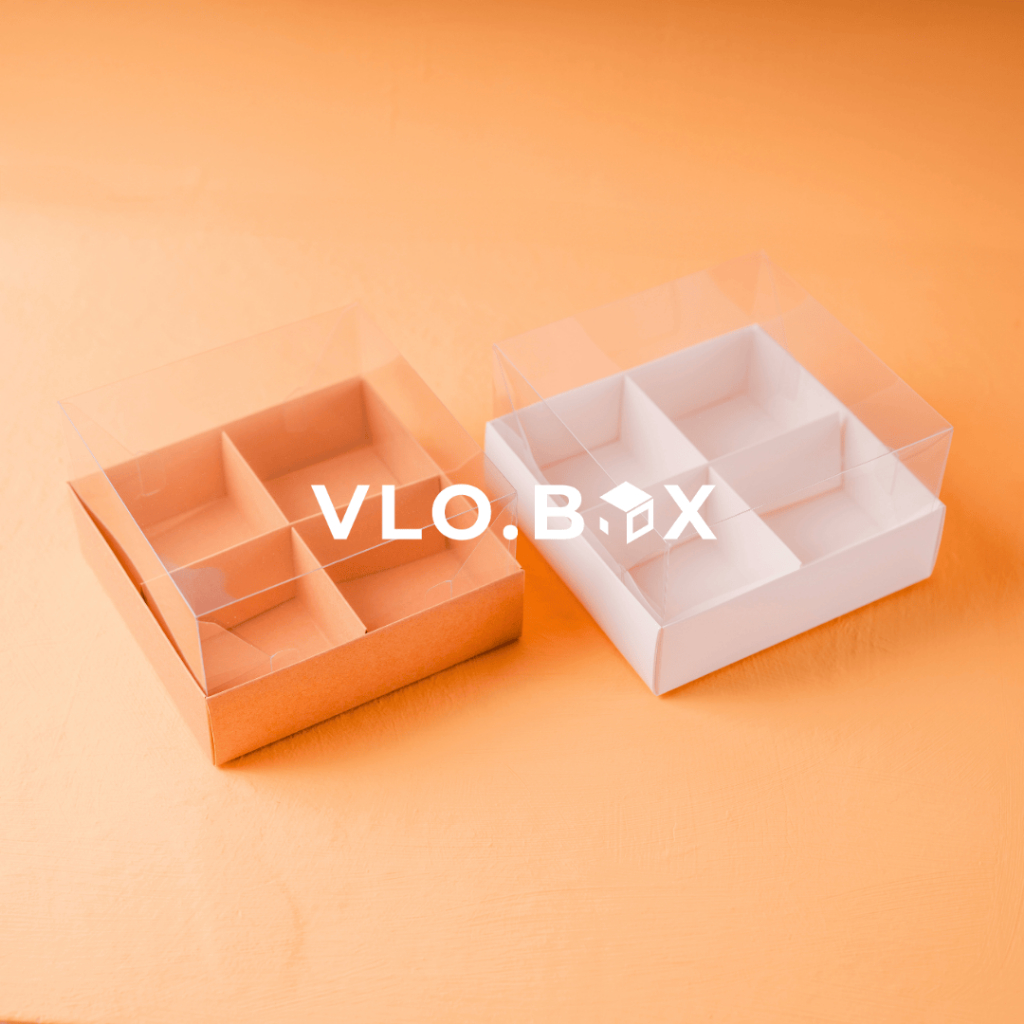 [1 SET ISI 10 PCS] Kotak kue box donat sekat 4 | box nastar sekat | box kue sekat | kotak pudding