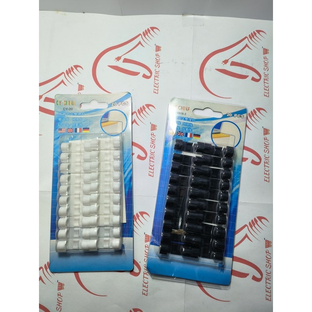 KLEM KABEL TEMPEL DINDING PLASTIK ABS 20 PCS KLEM KABEL TEMPEL JEPIT