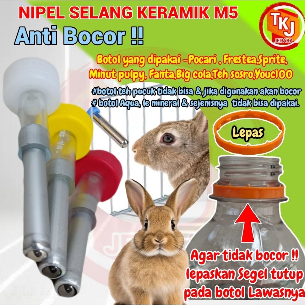 nipel kelinci selang keramik M5 nipel minum kelinci kucing musang hamster pipa tebal
