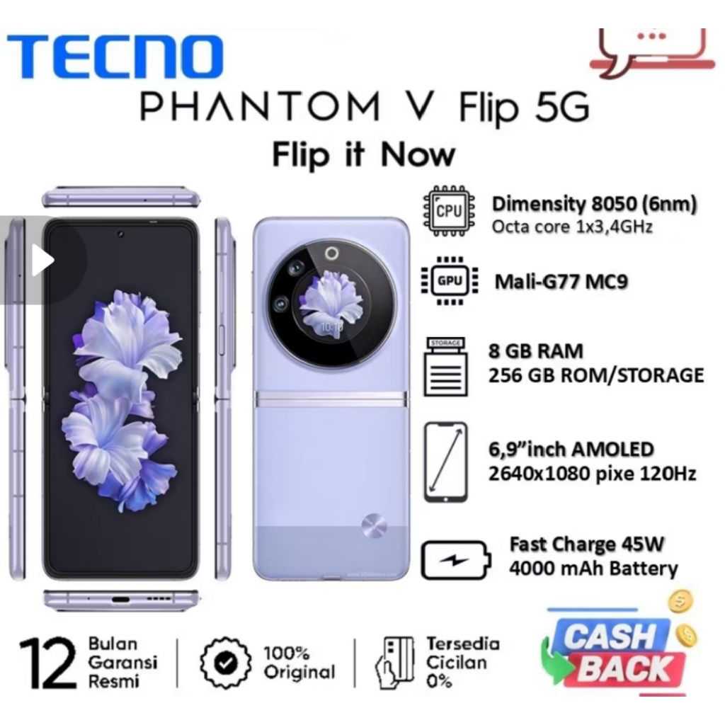 HP SECOND TECNO PHANTOM V FLIP 5G
