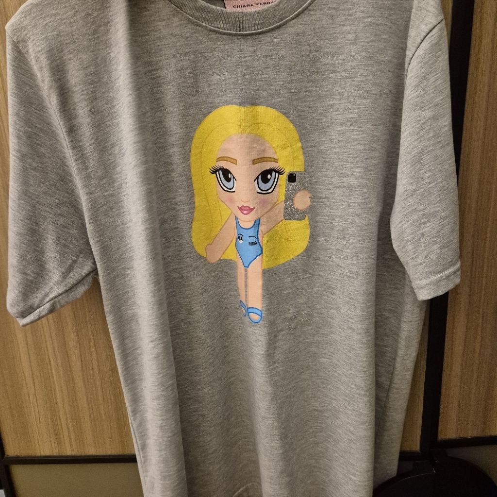 preloved original chiara ferragni tshirt kaos abu cf glitter woman
