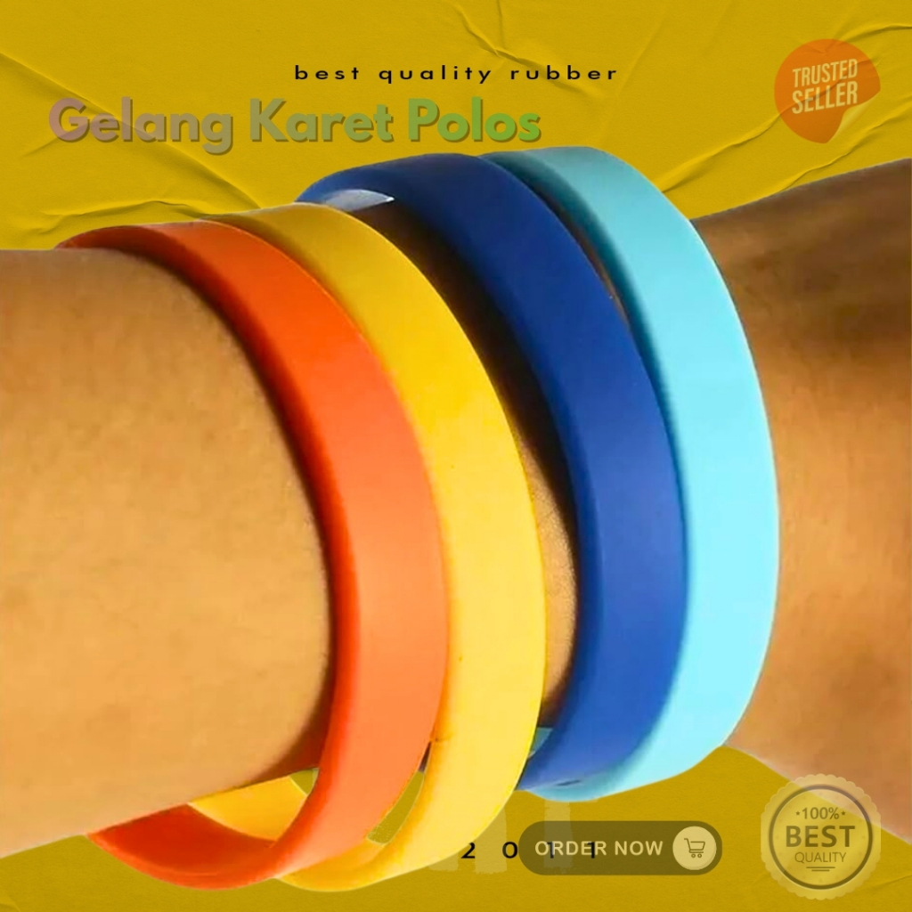 GELANG KARET POLOS WARNA SIZE MEDIUM SLIM PREMIUM