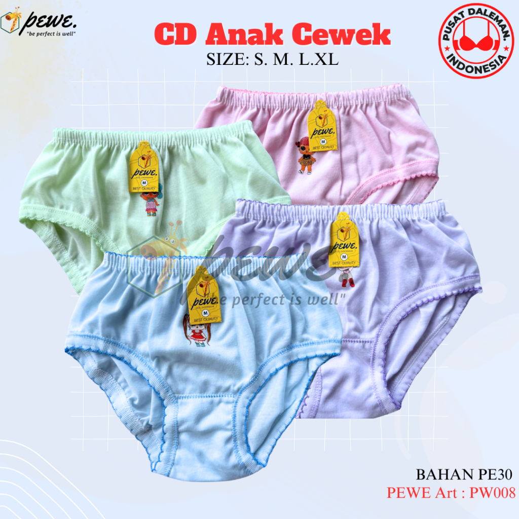 6 Pcs sempak anak Perempuan umur 4-5 tahun / sempak anak Cewek2 adem menyerap keringat / sempak anak