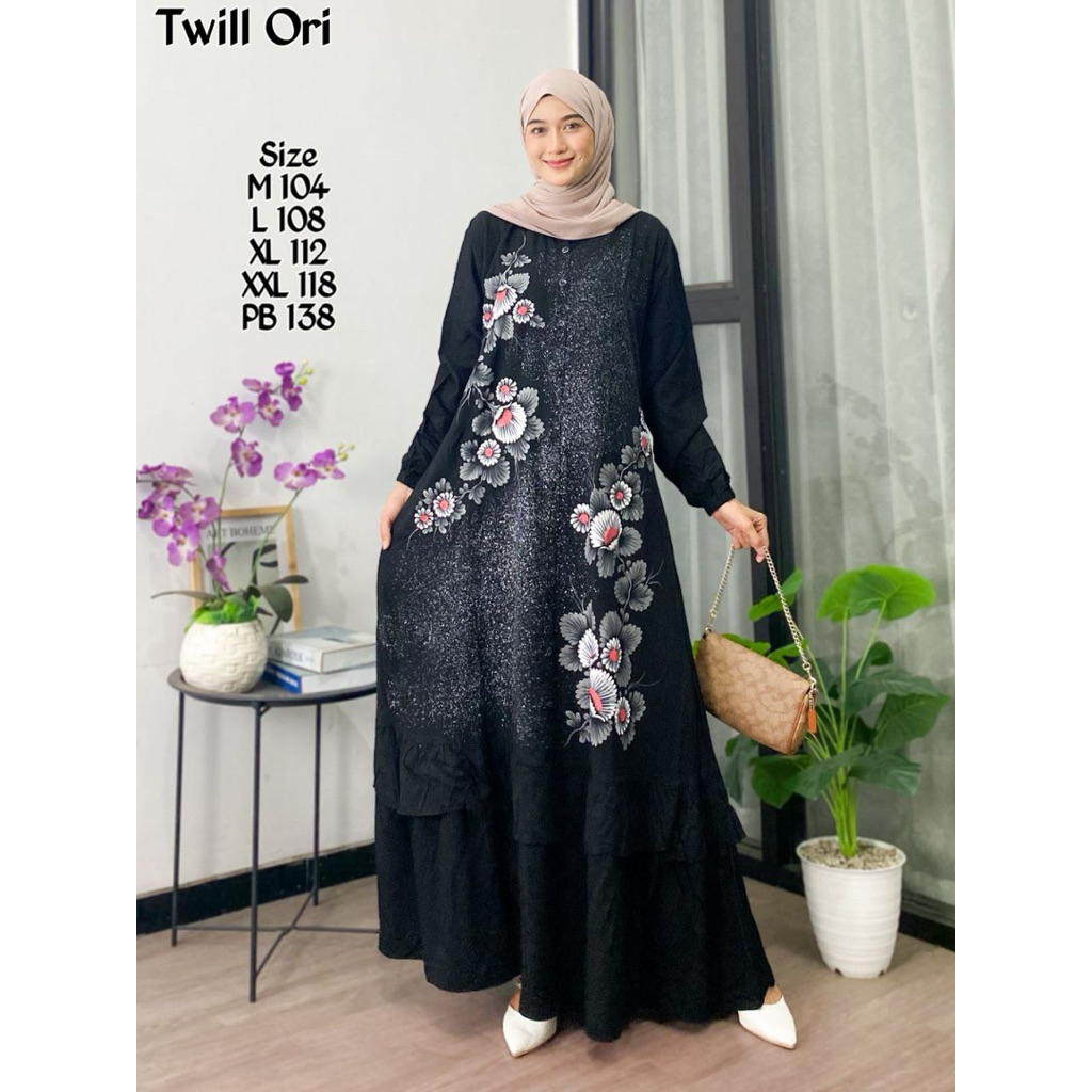 Dress Batik Rayon Twill Ori / Gamis Batik Rayon Twill ori busui friendly adem HSN
