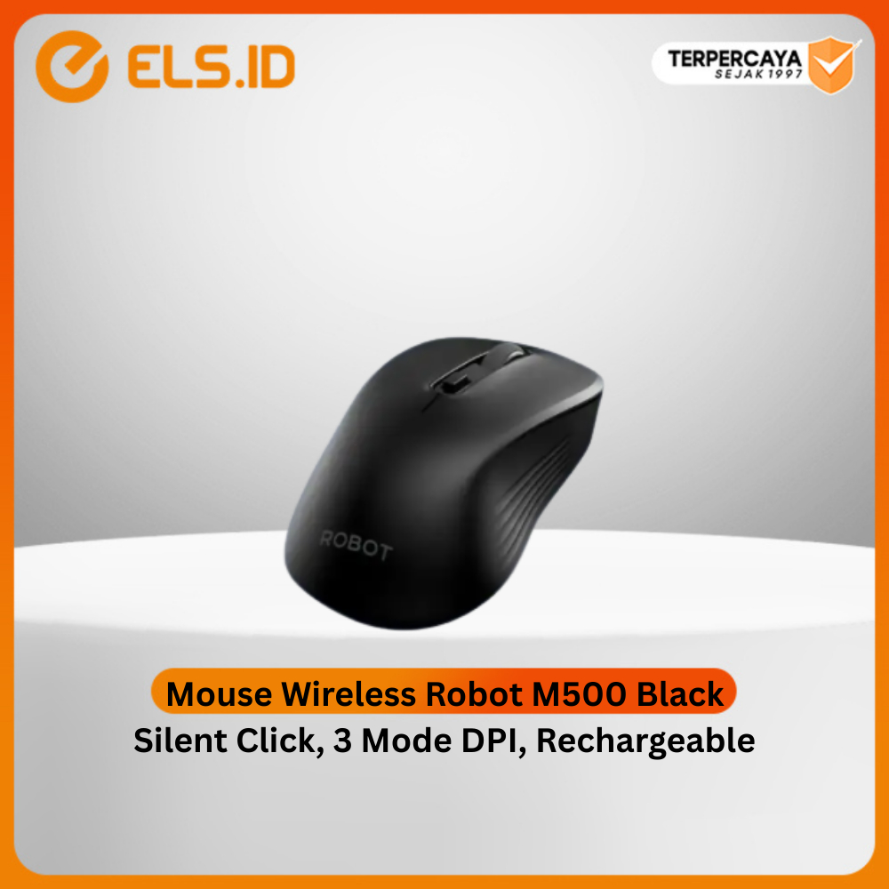 Mouse Wireless Robot M500 Black  Silent Click, 3 Mode DPI, Rechargeable