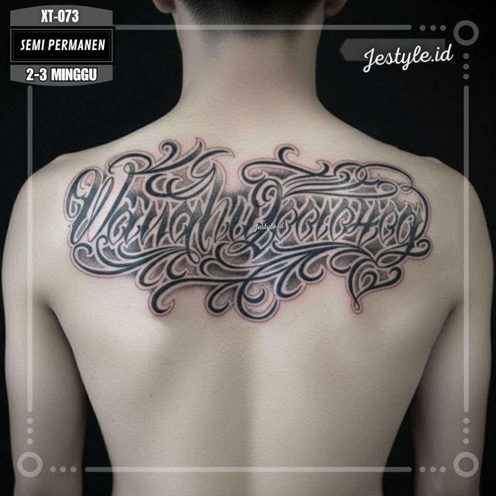 [XT-073] Tato temporer semi permanent tato Tulisan Dada punggung tahan lama
