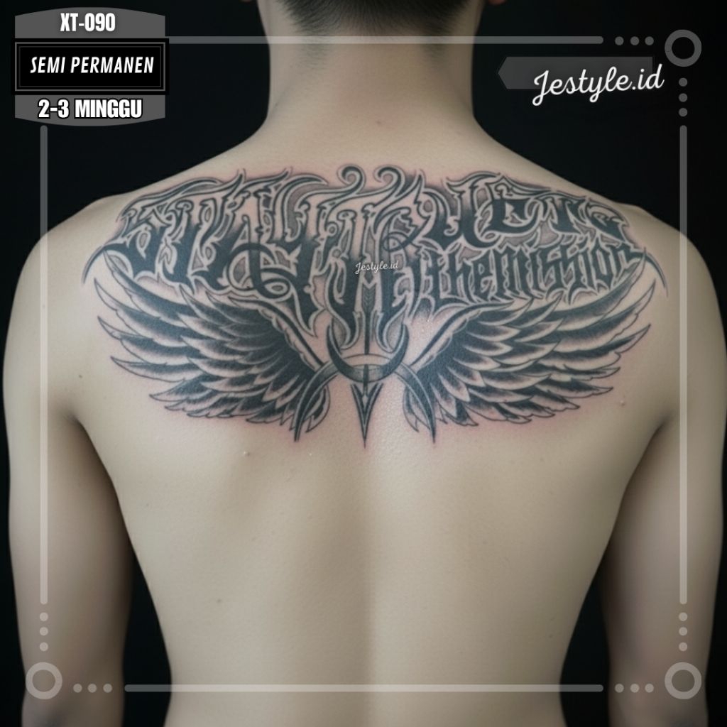 [XT-090] Tato temporer semi permanent tato sayap tulisan Dada punggung tahan lama