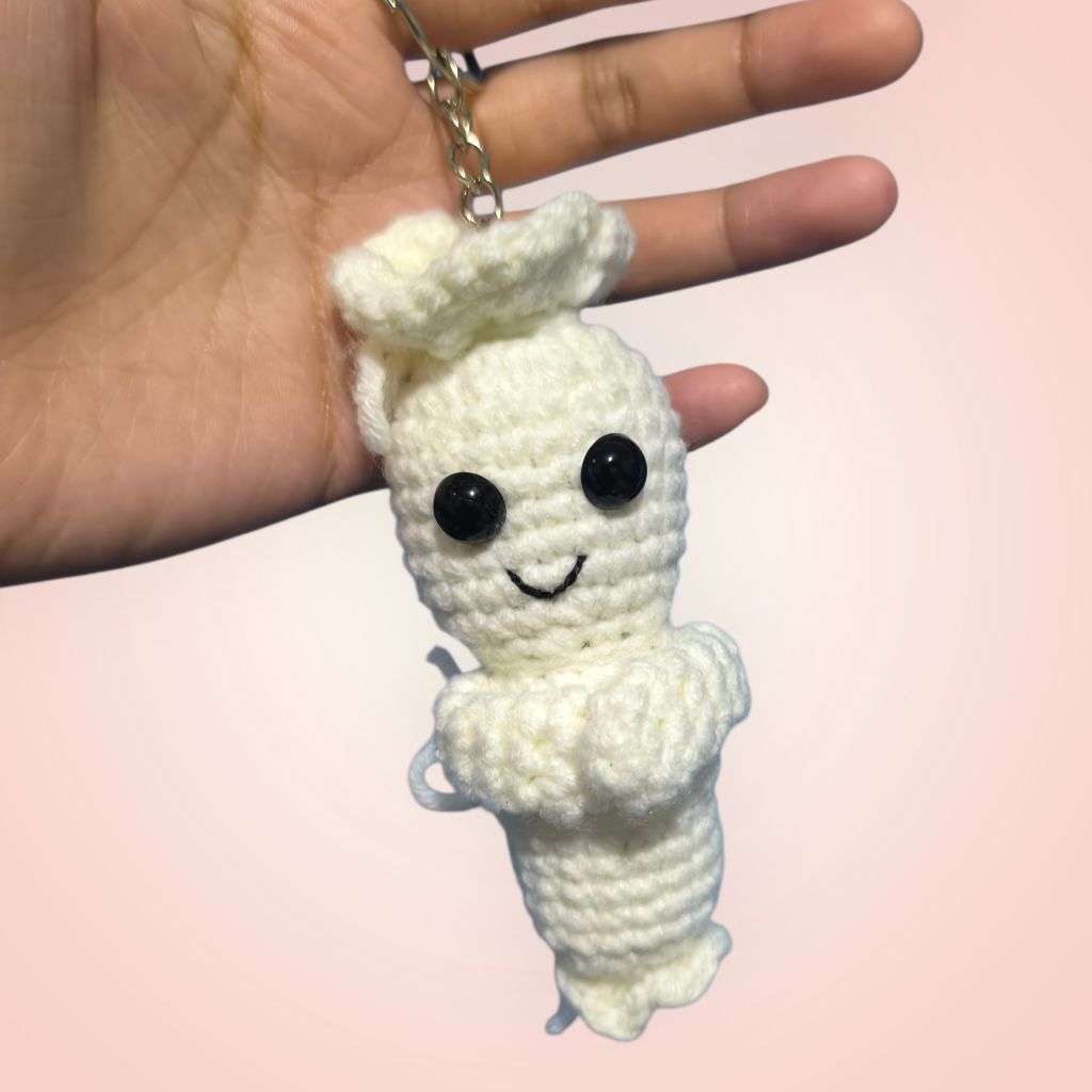 Gantungan Kunci Pocong Lucu Boneka Hantu Rajut Amigurumi