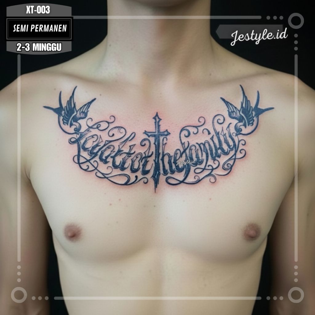 [XT-003] Tato temporer tahan lama semi permanent tato tulisan Dada punggung