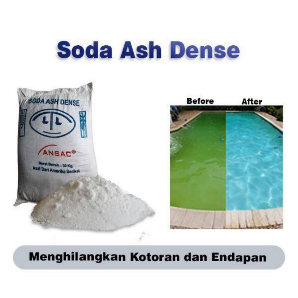 Soda Ash Dens 1kg - Bahan Baku Sabun, Penjernih Air, Peningkat pH, Kemasan Repack