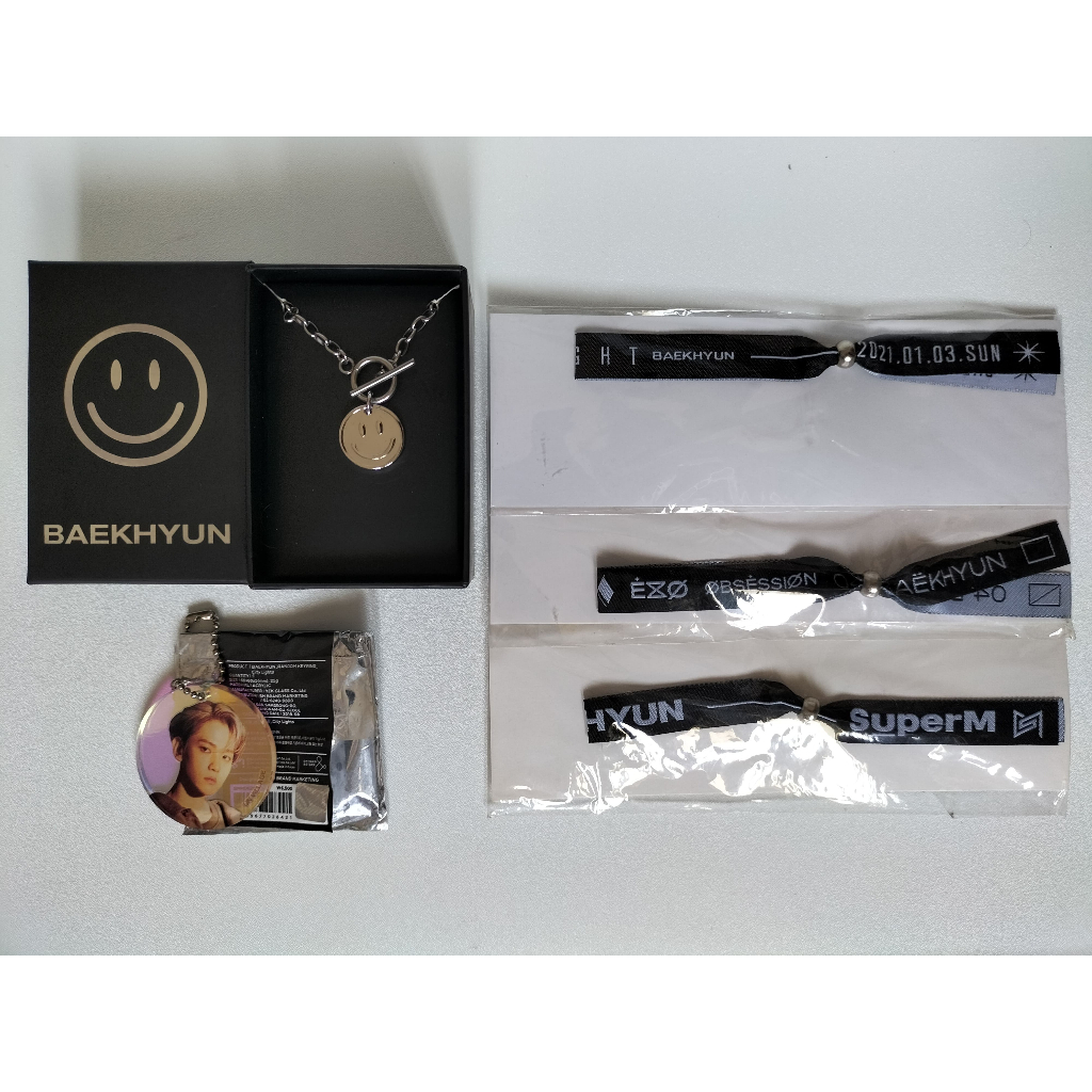 [READY] MD Official EXO Baekhyun Necklace, Bracelet, Keychain, Acrylic Trurning Stand, Wine Cup & Pa