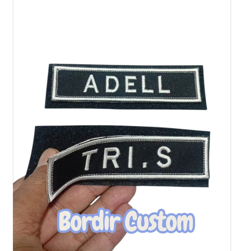 Bordir Nama Custom tidak timbul +Velcro/Perekat