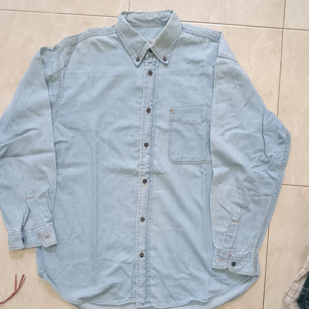 Kemeja Denim merek denim ori lengan panjang second