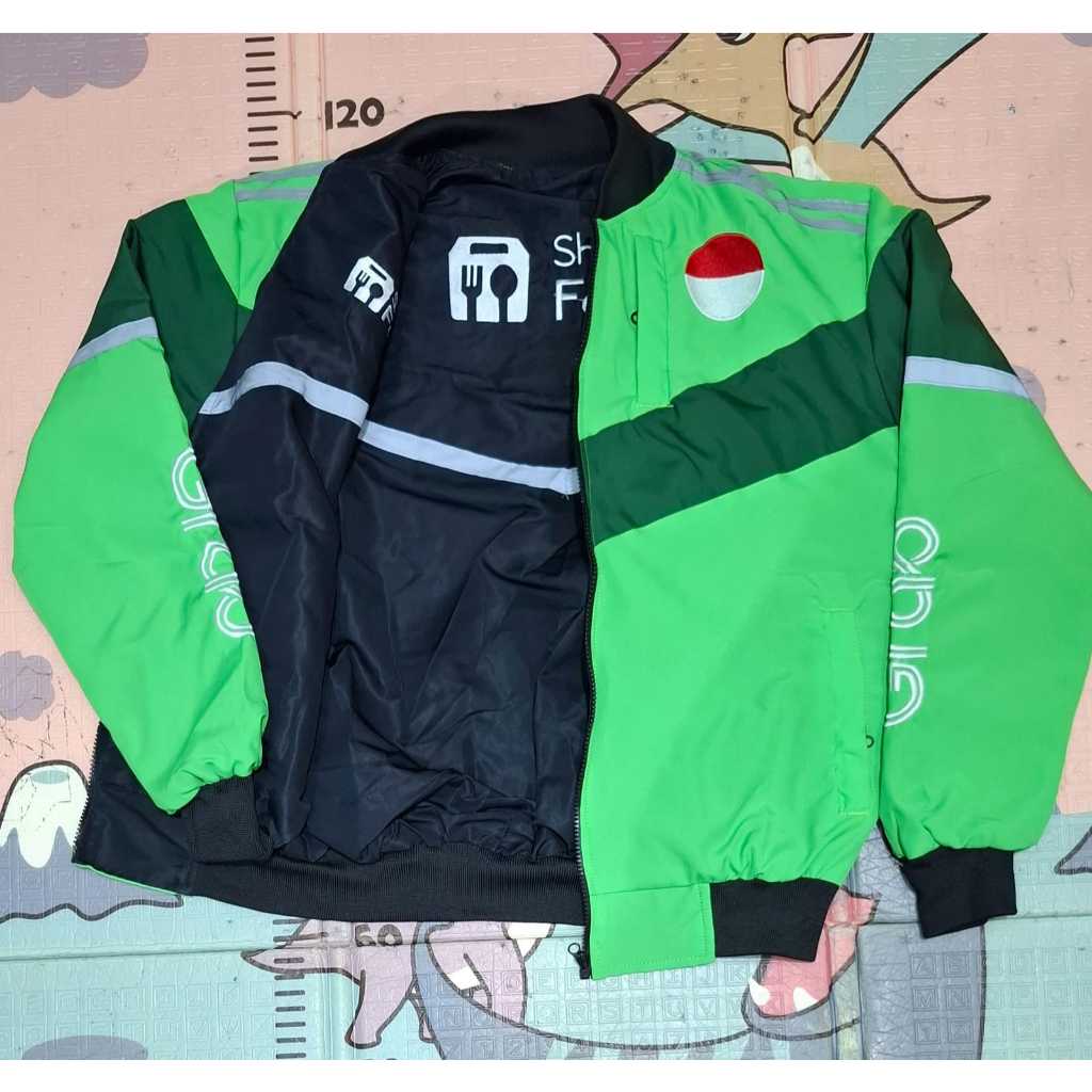 JAKET GRAB IJO SOPI HITAM JAKET BOLAK BALIK KEREN BISA BUAT VERMUK YA BORDIR