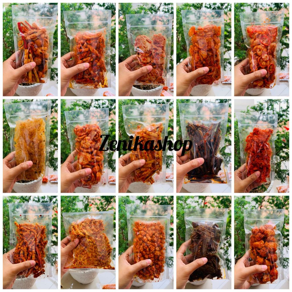 ANEKA KERUPUK SEBLAK PEDAS DAUN JERUK SEBLAK MIX CAMPUR/B.STIK/B.KOIN/JENGKOL ASBES/K.RAFAEL/M.KRIUK