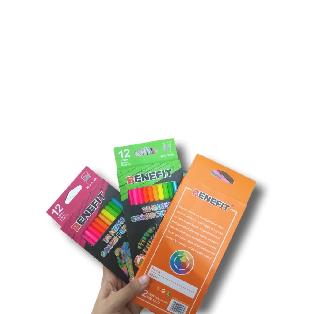 (AA)Pensil 12 warna panjang Neon Benefit