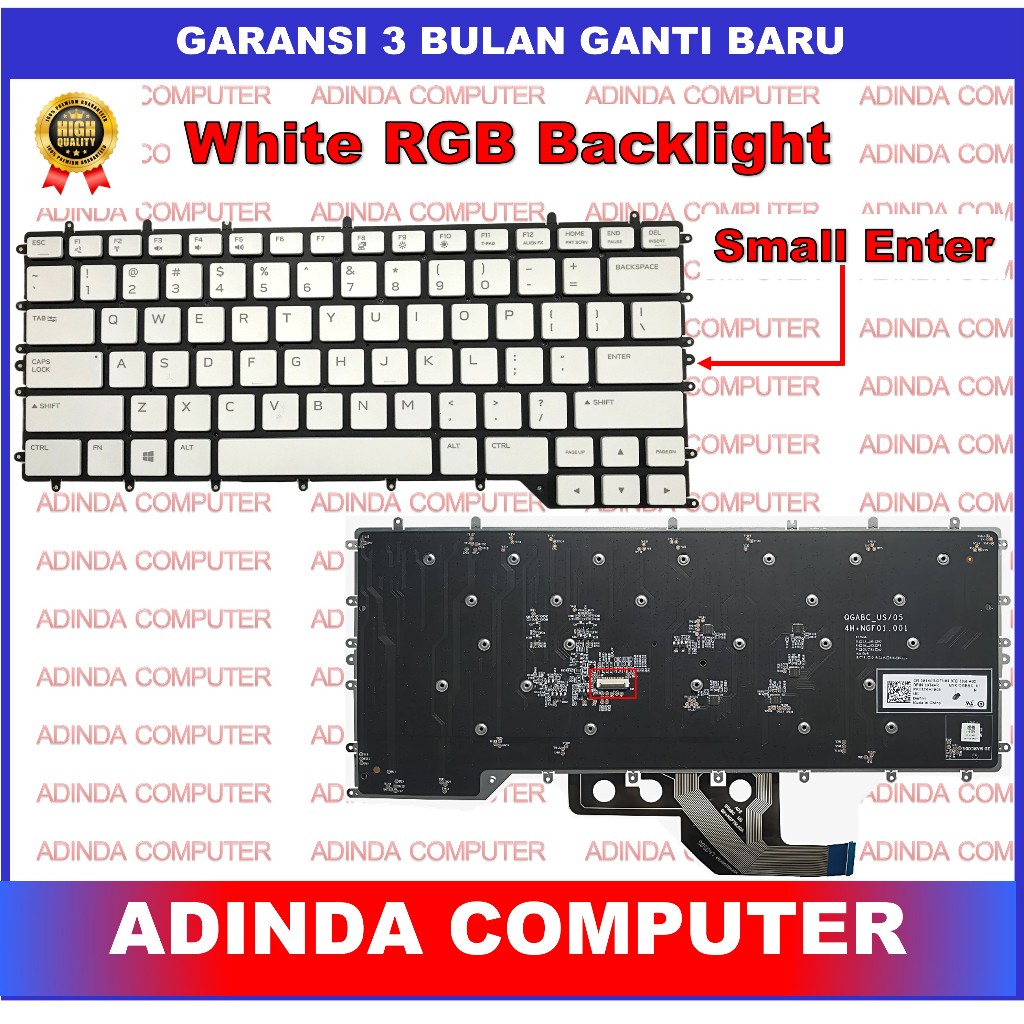 Keyboard Dell Alienware M15 R2 R3 R4 White RGB Backlight