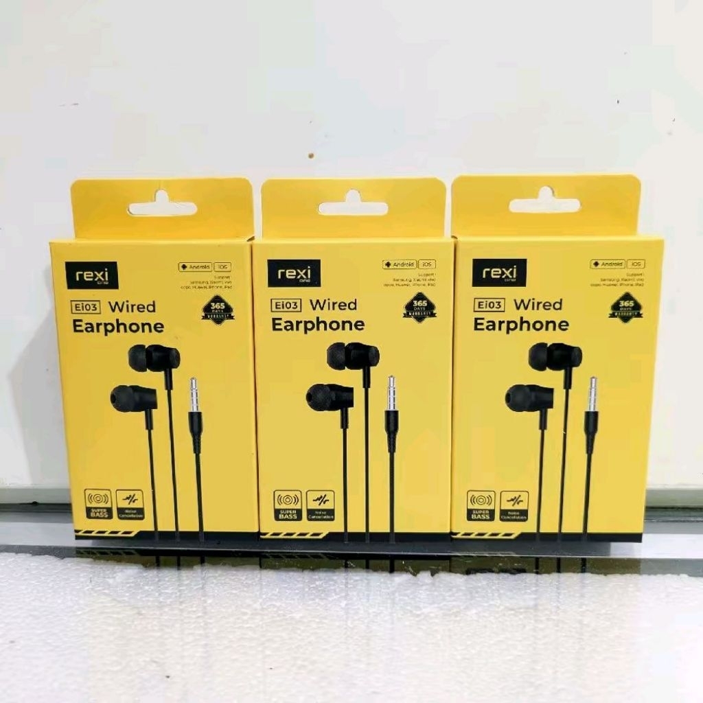REXI Ei01//REXI Ei03 Wired Earphone Dynamic Bass HD STEREO 1200mm