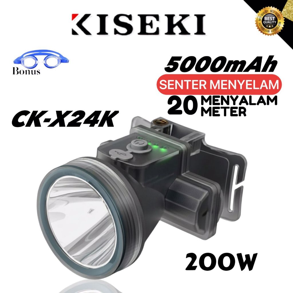 KISEKI CK-198/CK-X1/CK-X2/CK-X3/CK-X5/CK-X6/CK-X7/CK-X8/CK-X9/Senter Kepala Selam Waterproof IP68-3 