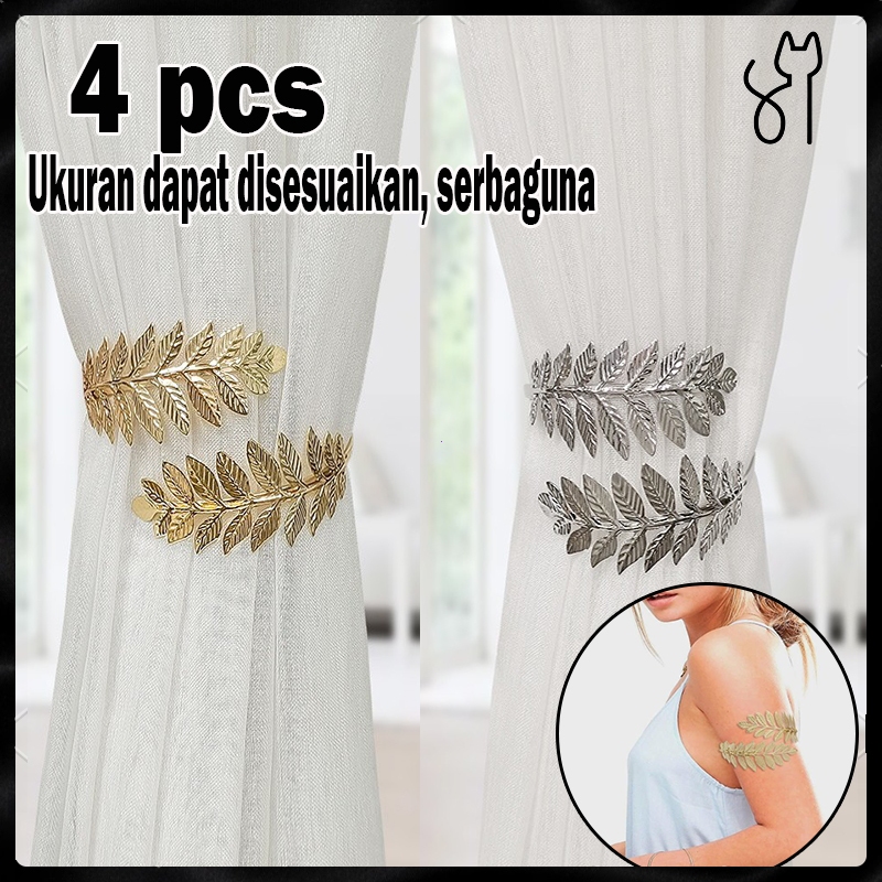4PCS Pengikat Gorden Mewah Tiebacks Tirai Logam Tahan Lama Pengait Gorden Jendela Tali Pengikat Gord