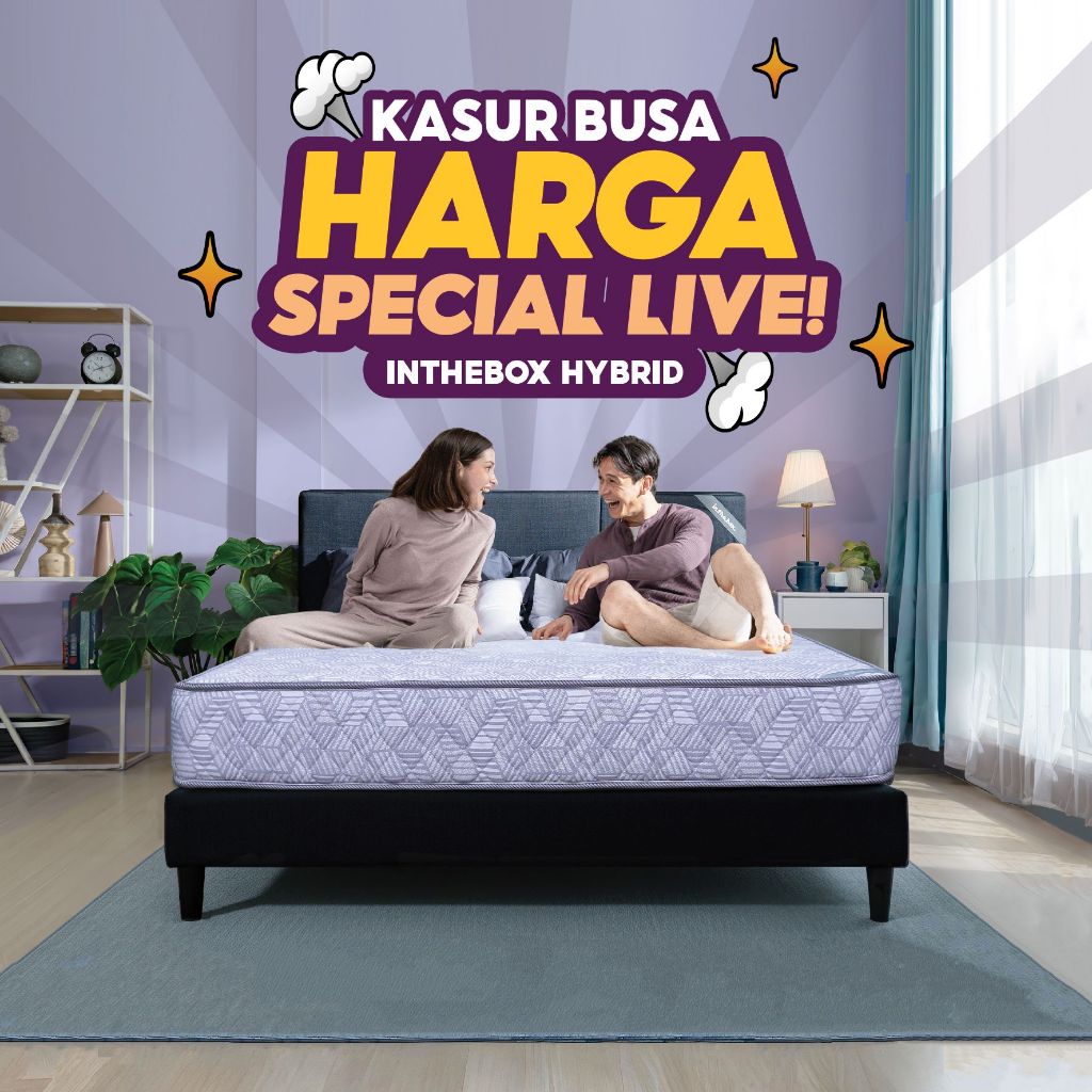 Kasur Busa Empuk Ergonomis IN THE BOX Hybrid - Free Bantal Garansi 10 Tahun