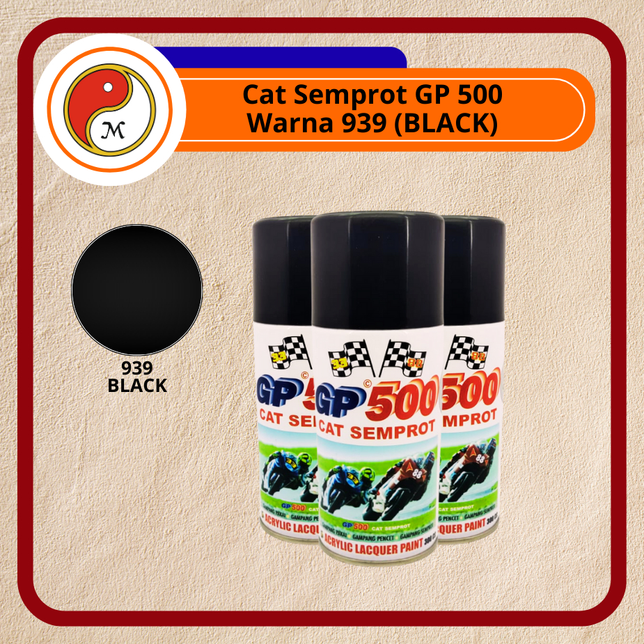 Cat Semprot GP500 / Pylox GP-500 300cc – Aneka Warna | Spray Paint Serbaguna / Warna Black (939)