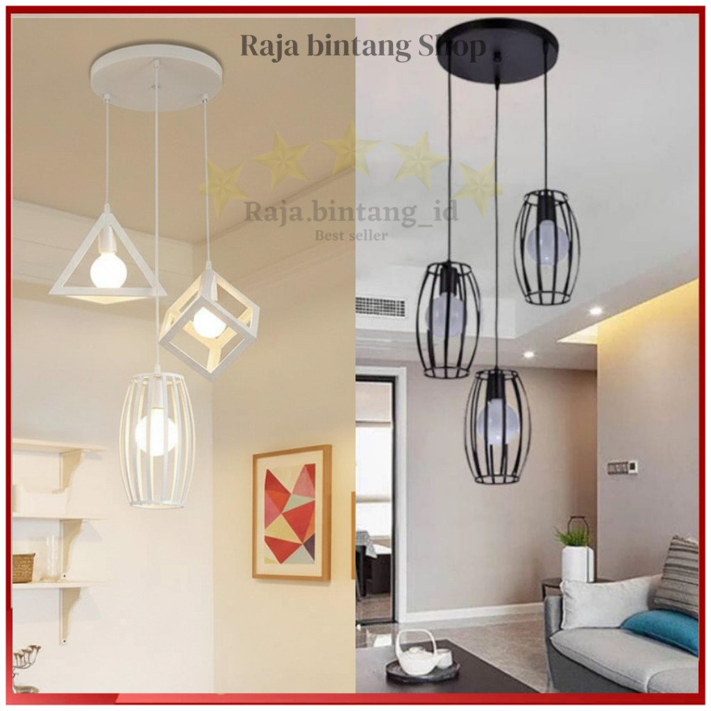 Lampu Gantung Minimalis Ruang Tamu 3 In 1 Set Lampu Hias Gantung Modern Dekorasi  Vintage Outdoor