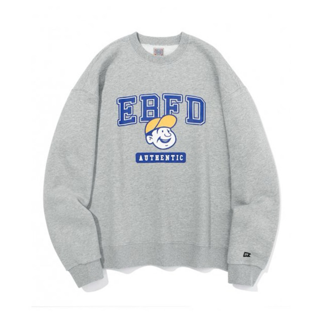 [EBBETSFIELD] EFF BETS SWEAT-SHIRT GRAY - Sweater Ebbets Field EBFD Authentic - Grey Crewneck Casual