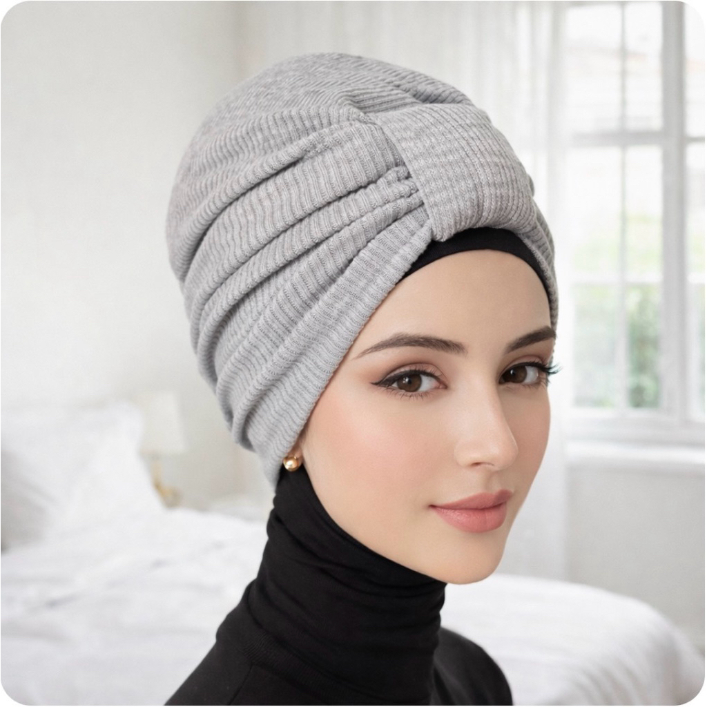 Turban Instan Knit Rajut Polos Turban Polos Knit Rajut Wanita