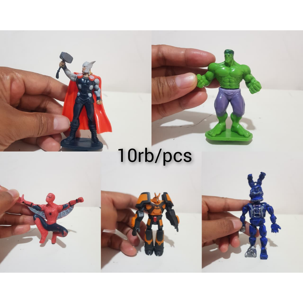 Mainan Mcdonalds random (Thor,spiderman,hulk ,transformer, bunny FNAF)