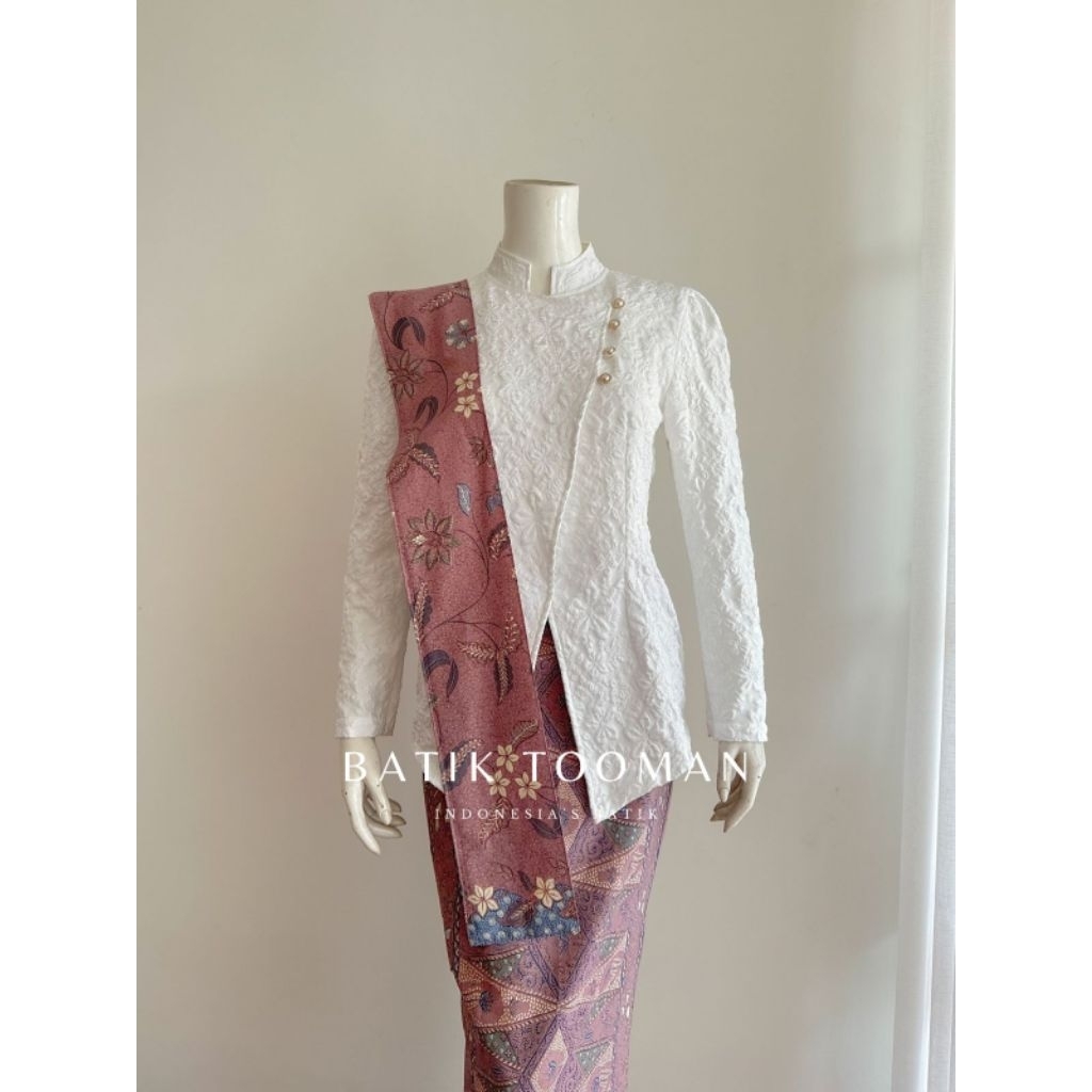 [DIJUAL TERPISAH] SASIRANGAN LILAC Setelan Kebaya Janggan Rok Batik Span Instan Berselendang Warna U