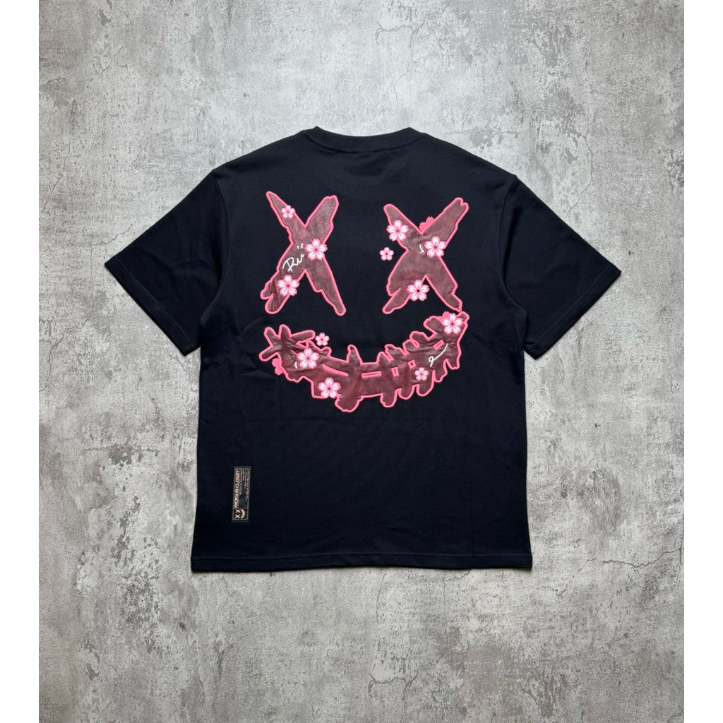 Ricky is clown embroidery sakura pink black t shirt