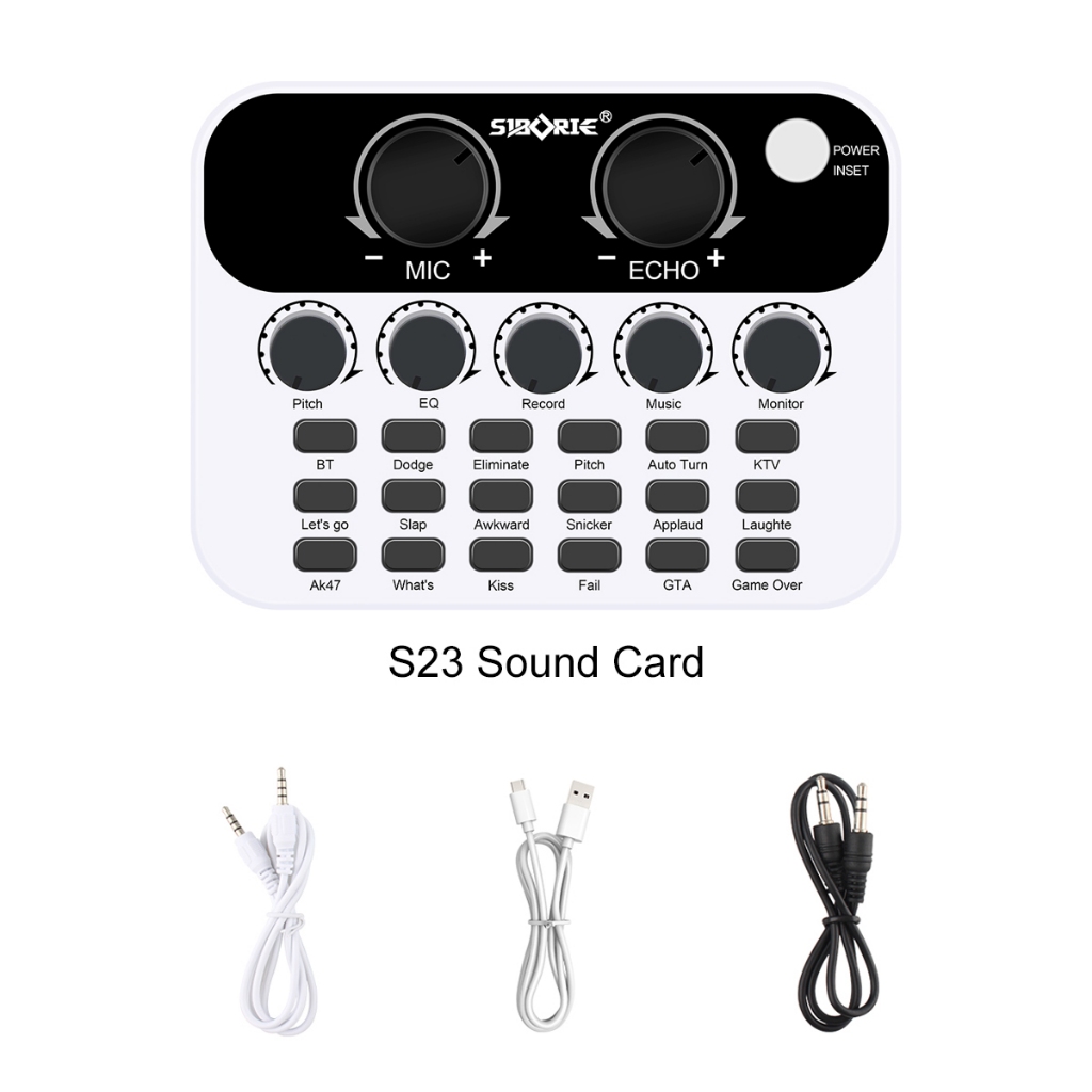 Gonew s23Soundcard Bluetooth USB Dynamic Microphone External Karaoke 3-LIVE-Port Sound Card Audio Mi