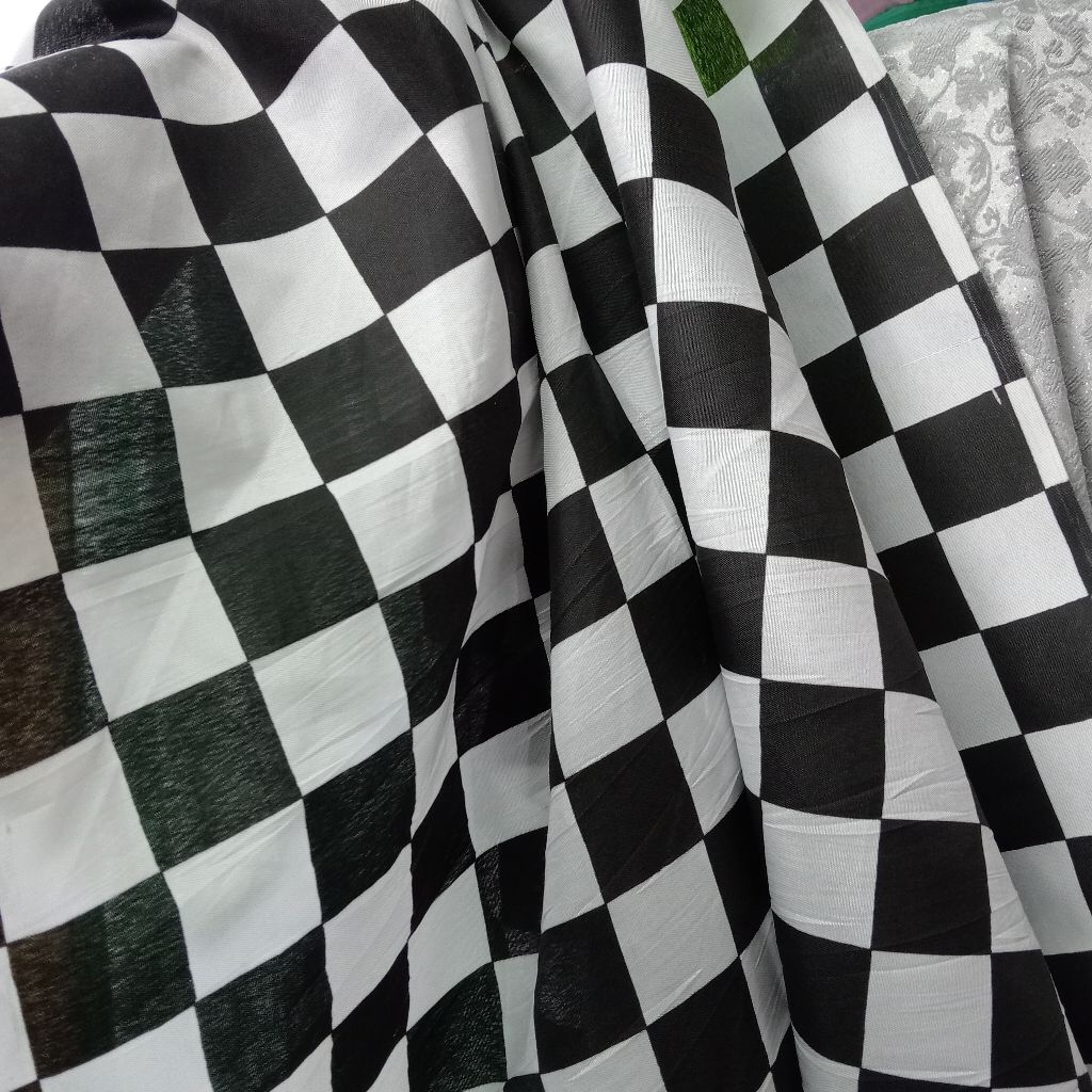 KAIN KOTAK KOTAK / KOTAK MOTIF CATUR / POLYESTER / PER 0,5 METER