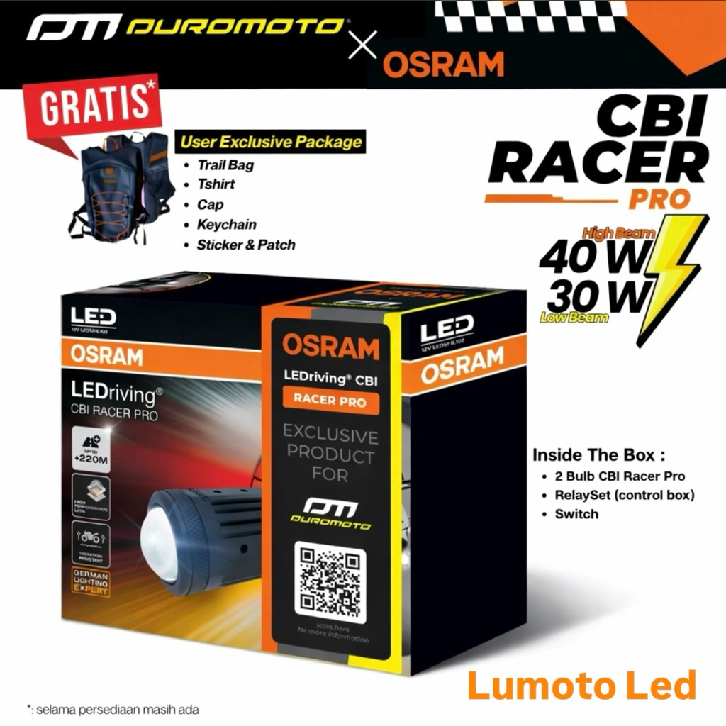 CBI Racer Pro Collab Duromoto Osram Lampu Tembak Biled