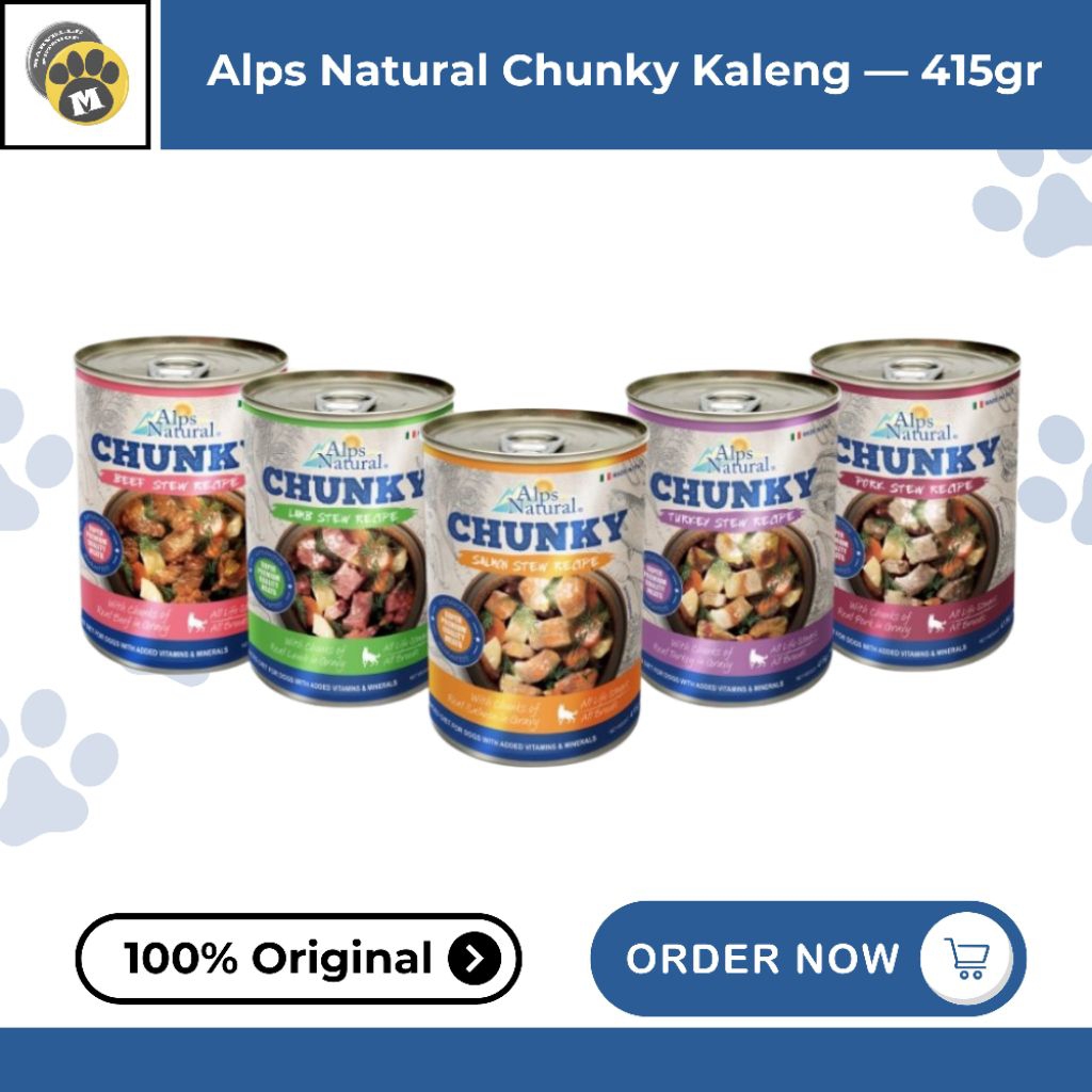 Alps natural/Alps chunky dog food kaleng 415g | makanan basah anjing