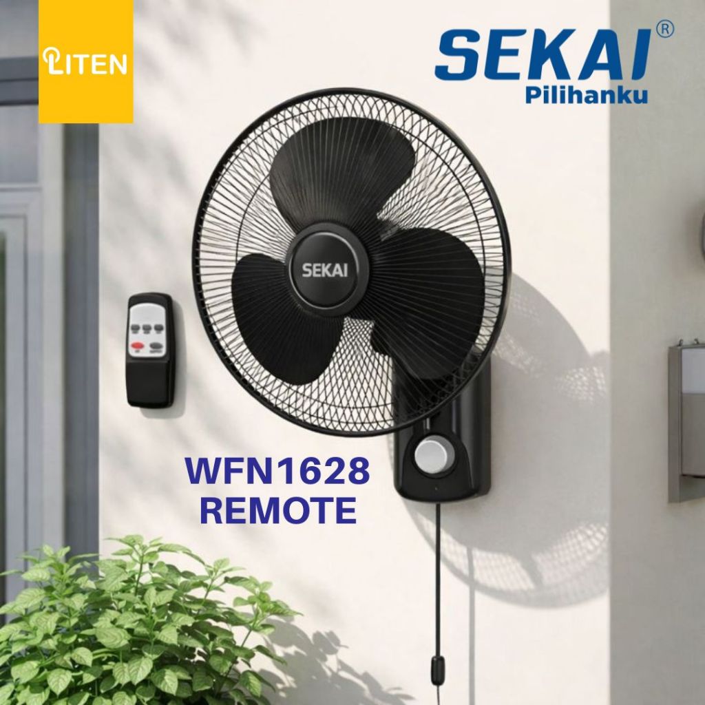 SEKAI Plastic Wall Fan REMOTE CONTROL 16 Inch WFN1628RC Kipas Dinding Remote WFN 1628 / WFN 1628 RC