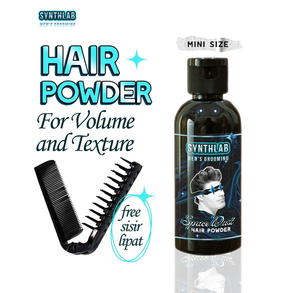 Synthlab Bedak Styling Rambut Pria 10gr - Natural Hair Powder Membuat Bervolume & Anti Lepek