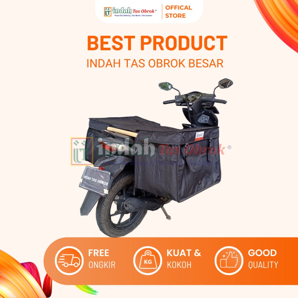 INDAH Tas Obrok - Tas Motor Kurir Besar Hitam Tas Delivery Paket Tas Obrok Besar Hitam