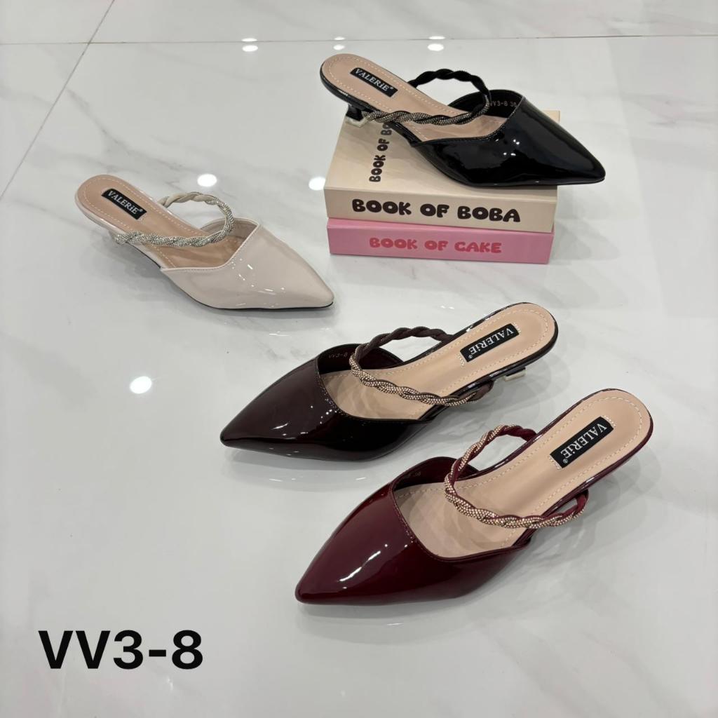Valerie sepatu heels mules 3cm glossy 36-41 VV3-8