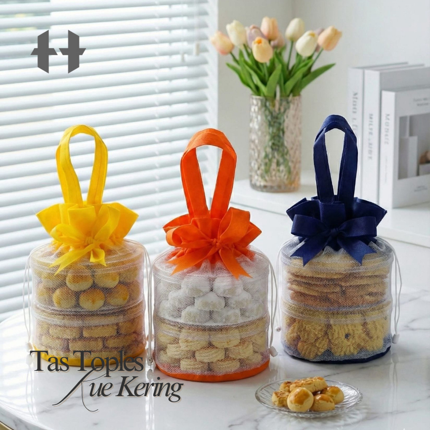 (ISI 10 Pcs) Tas toples  kue kering 2 susun/Tas hampers lebaran/Tas toples kombinasi/Tas kue kering/
