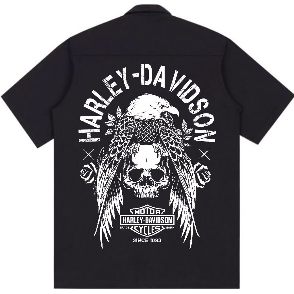 AA Workshirt herlay davidsen sayap dan tengkorak Legenda Kemeja KErja PDH (Belakang)