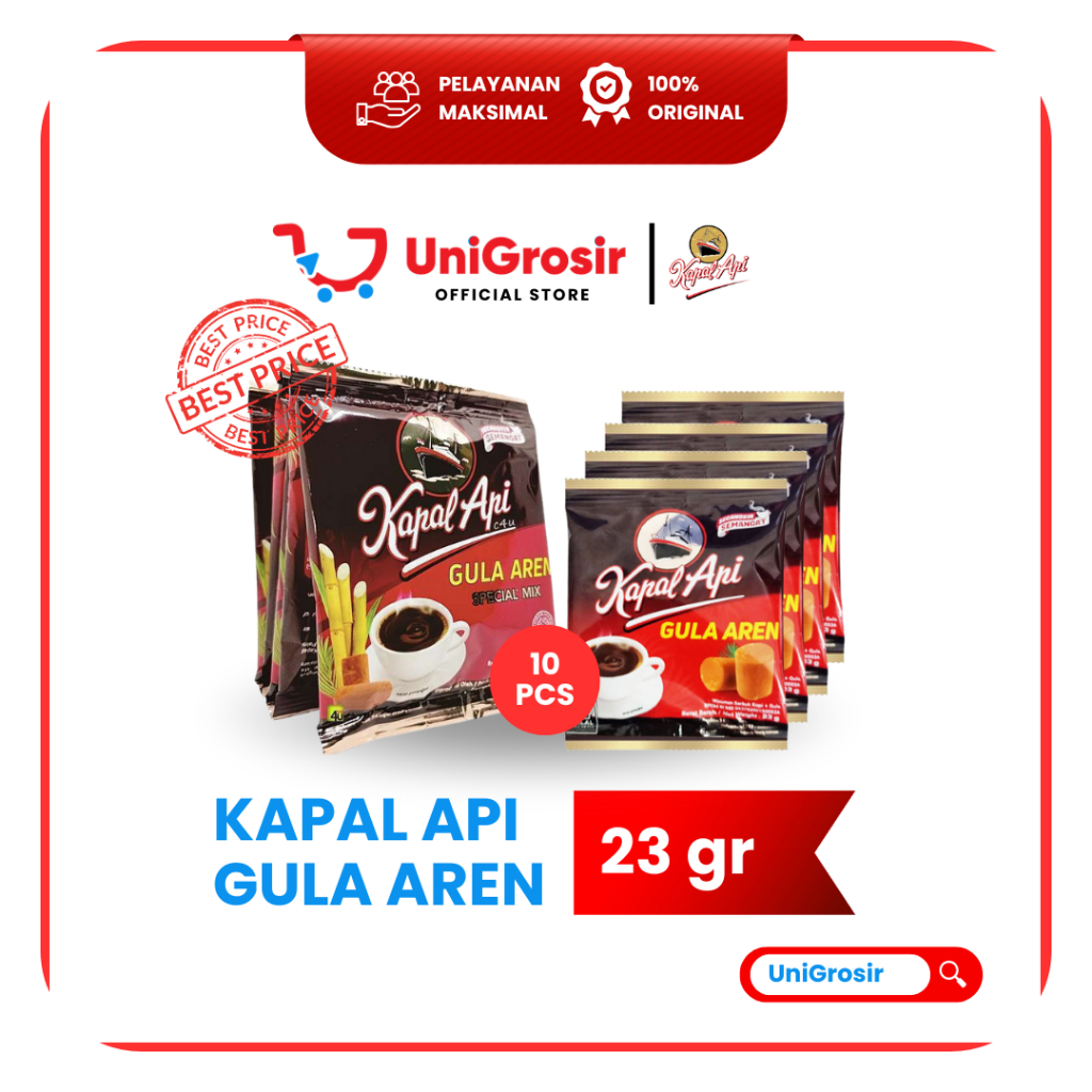 [UniGrosir] KAPAL API KOPI GULA AREN BUBUK COFFEE POWDER ~ 23 gr 10 Sachet