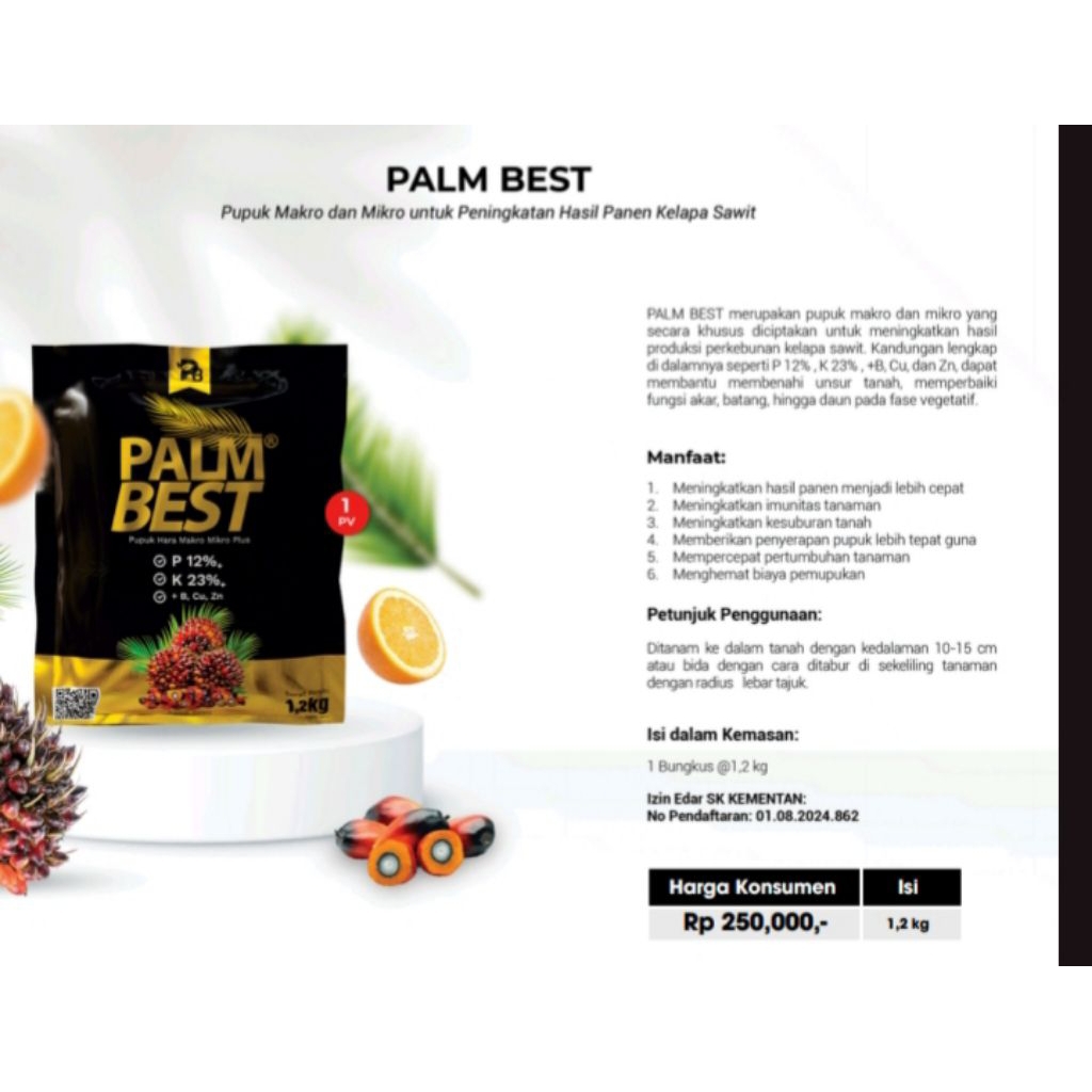 PALM BEST - pupuk makro dan mikro untuk peningkatan hasil kelapa sawit