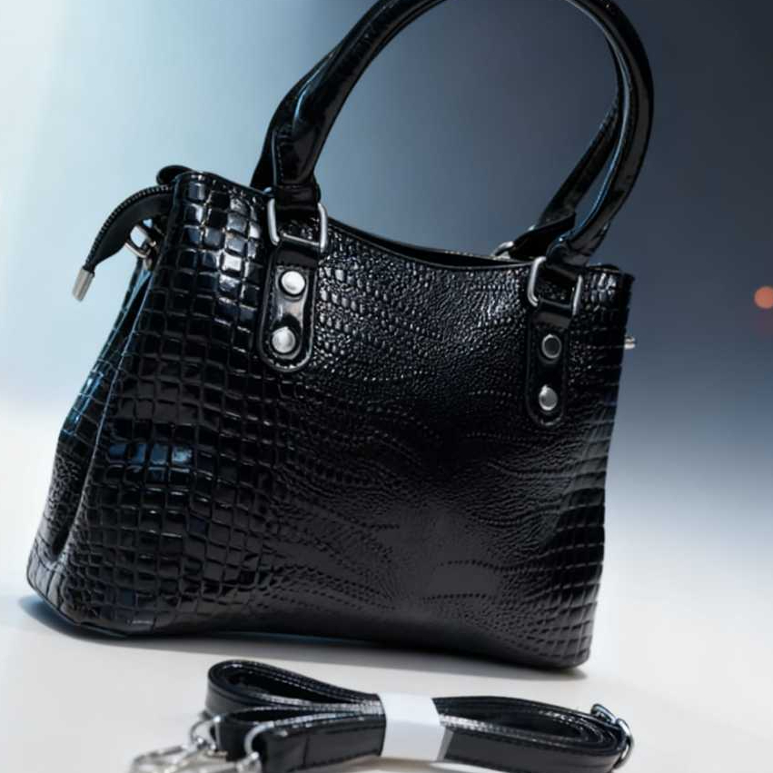 Fifi Bag - Tas Tangan Wanita Elegant Handbag Tekstur Croco Glossy Premium - Tas Kerja Kantor Pesta M