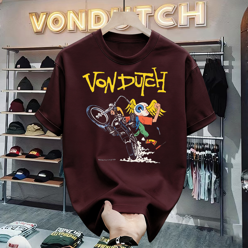 VON DUTCH Baju Kaos Pria Gaya Motor Retro – T-Shirt Katun Ringan, Nyaman Dipakai Nongkrong